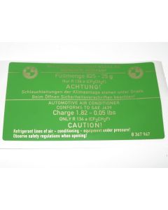 BMW E36 Aircon R134a Recharge Guide Label Sticker 64508367947 New Genuine